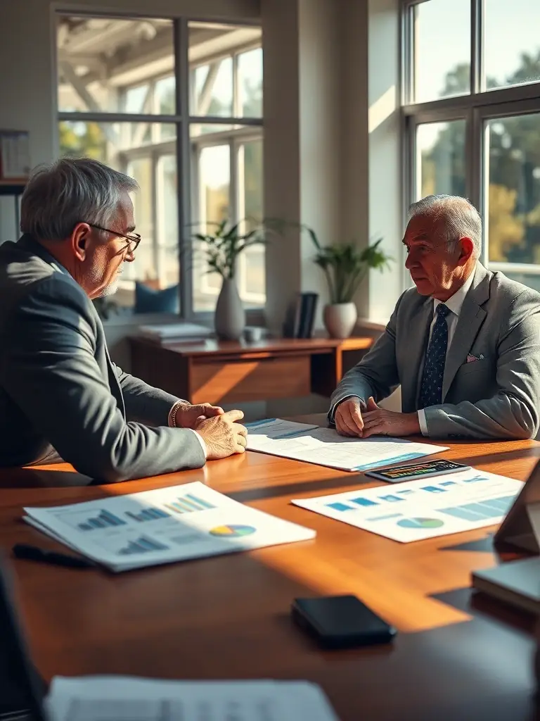 An image of a retirement planning session, emphasizing fibreio.uno's focus on securing clients' financial future through effective retirement strategies.