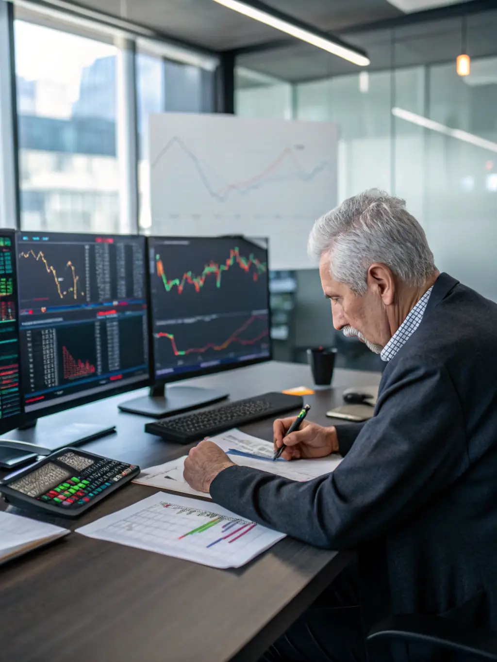An image of a financial analyst reviewing market data and trends specific to the South African economy, illustrating the research-driven approach of fibreio.uno.